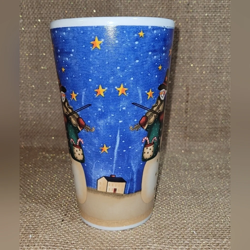 Snowman Tealight Candle Holder& Tall Latte Coffee Tea Mug Cup Christmas Gift Set